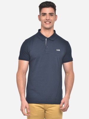 Vardhman Retails Solid Men Polo Neck Blue T-Shirt