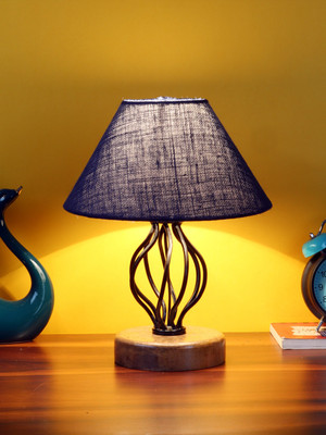 Devansh Blue Jute Table lamp with Wood & Iron Base Table Lamp(30.5 cm, Blue)