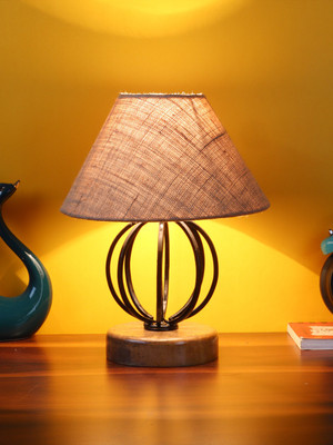 Devansh Beige Jute Table lamp with Wood & Iron Base Table Lamp(30.5 cm, Beige)