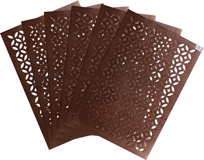 Heart Home Rectangular Pack of 6 Table Placemat(Gold, Leather)