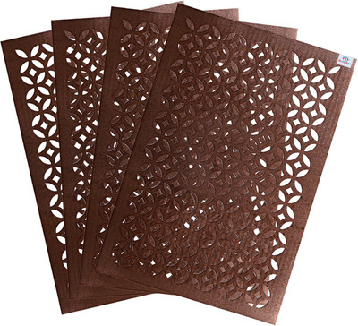 Heart Home Rectangular Pack of 4 Table Placemat(Gold, Leather)