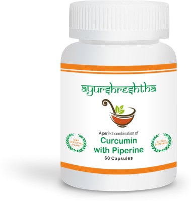 Ayurshreshtha Curcumin Extract with Piperine Organic Turmeric Capsules (Pack of 1)(60 Capsules)