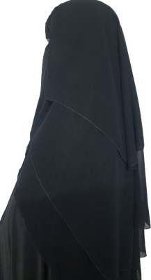 A One Chiffon Solid Burqa(Black)