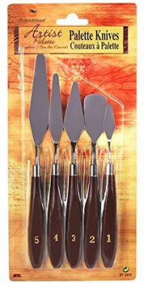 T H BAKEWARE Palette Knives | Painting Knives | Size-1,2,3,4,5 | Wooden Style Palette Knife Wooden Spatula(Pack of 5)