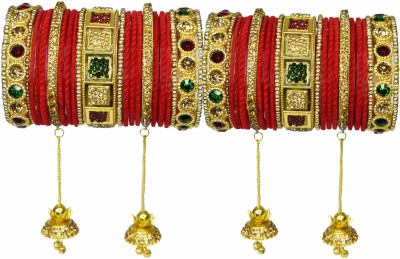 FreshlookBangle Metal Crystal Gold-plated Bangle Set(Pack of 2)