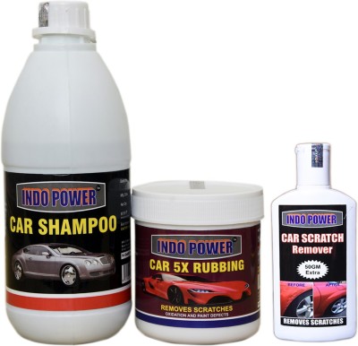 INDOPOWER MODEL CCN285 CAR SHAMPOO 500ml+ CAR 5X RUBBING POLISH 250ml+ Scratch Remover 200gm. Vehicle Interior Cleaner(950 g)