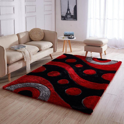shopgallery Red, Grey, Black Polyester Runner(2 ft,  X 3 ft, Rectangle)
