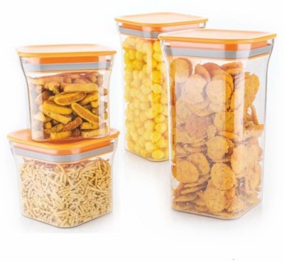 Analog Kitchenware Polypropylene Grocery Container  - 1100 ml, 550 ml(Pack of 4, Orange)