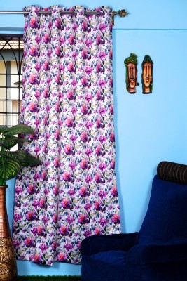 Parda Online 152 cm (5 ft) Polyester Room Darkening Window Curtain Single Curtain(Floral, Pink & Blue)