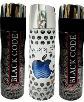 St. Louis 2 BLACK CODE , 1 BAPPLE DEODORANT , 200ML EACH (PACK OF 3) Body Spray  -  For Men & Women(500 ml, Pack of 3)