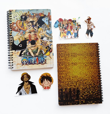Goku Ki Dukan One Piece Nakama Notebook A5 Diary Unruled with Character names on every page 110 Pages(Multicolor)