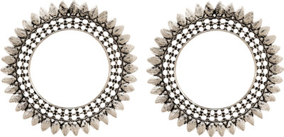 Zoey ZOEY Oxidized Silver-Plated Circular Studs Afghani Style Alloy Stud Earring