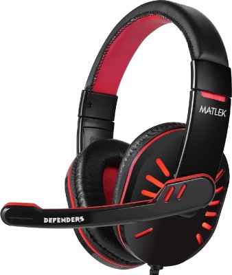 Matlek Gaming Headphones Earphones | Surround Sound | Adjustable Mic Wired Gaming Headset(Red, On the Ear)