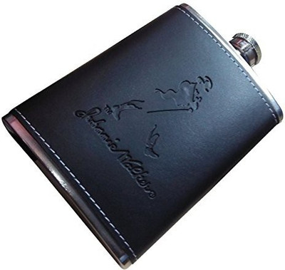 Rangwell Stainless Steel and Stitched Leather Hip Flask 8 Oz Alcoholic Beverage Holder Stainless Steel Hip Flask(230 ml)