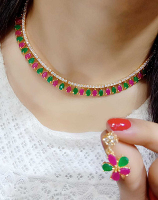 Riwaaz Collection Alloy Gold-plated Multicolor Jewellery Set(Pack of 1)