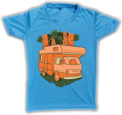 RISH Boys & Girls Graphic Print Polyester T Shirt(Blue, Pack of 1)
