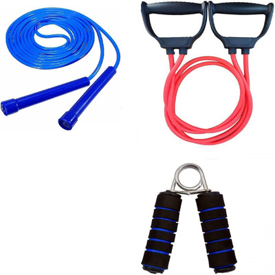 Dr Pacvu Pack of 3 Combo|Hand Gripper,11in1 Resistance Band and Pencil Skipping Jump Rope Fitness Accessory Kit Kit