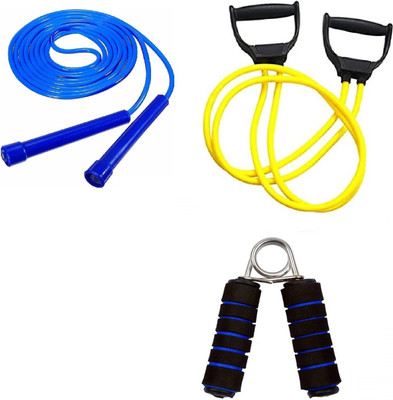 Dr Pacvu Pack of 3 Combo|Hand Gripper,11in1 Resistance Band and Pencil Skipping Jump Rope Fitness Accessory Kit Kit