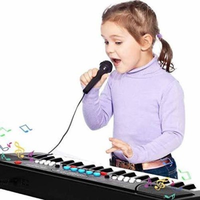 Haulsale BF-430 37 Key Piano Keyboard | DC Power Option, Microphone, Multi-Function-226(Black)