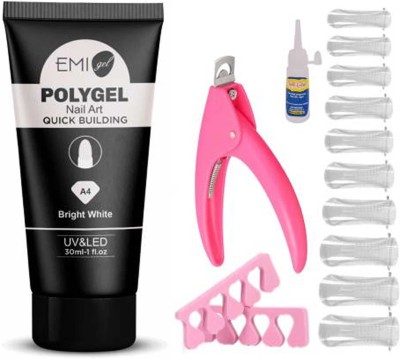 SellRider Combo Kit UV Light PolyGel Finger Extension Quick Building Nail Art 30ml(Bright White)