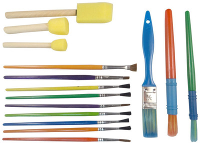 FRKB 15pc Bristle Brushes & Foam Brushes Painting(Multicolor)