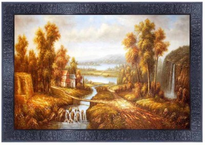 pnf Landscape hand painting scenery art Wood Frames with Acrylic Sheet (Glass)5793 Digital Reprint 10.75 inch x 13.75 inch Painting(With Frame)