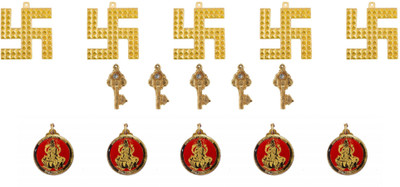 VAIBHAV Ganesh Lakshmi Kuber Combo Of 15 (5 of Lakshmi ,Kuber Kunji ,Ganesha Yantra Brass Brass Pendant Set