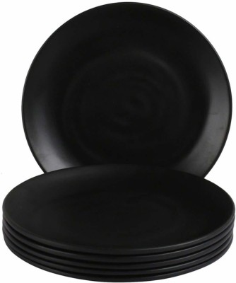Kanha Black Matt Finish Melamine Dinner Plates- 11 Inch (Set of 4) Dinner Plate(Pack of 4, Microwave Safe)