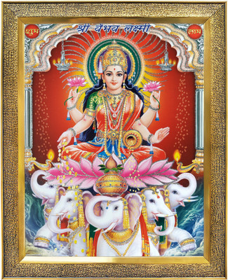 koshtak Vaibhav Laxmi On Louts & Elephants Religious Frame