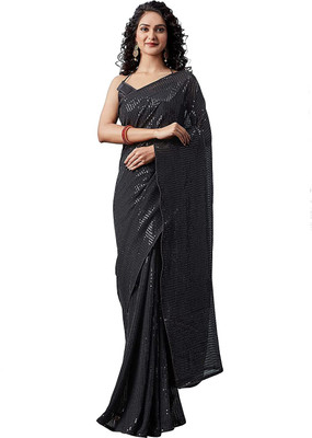 KOLVA CREATION Embellished Bollywood Georgette Saree(Black)