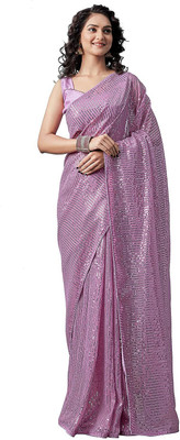KOLVA CREATION Embellished Bollywood Georgette Saree(Purple)