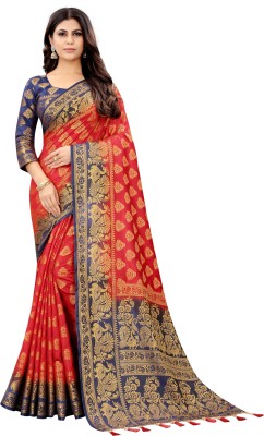 BHUVA BROTHERS Woven Banarasi Cotton Silk Saree(Multicolor)