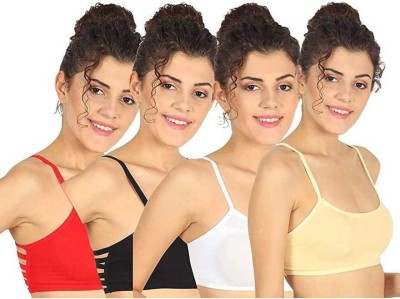 Pearlw Women Sports Lightly Padded Bra(Red, Beige, Black, White)