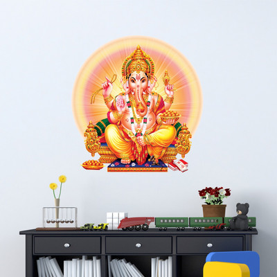 wildartcreation 55 cm lord ganeshaMatte finish Lord Ganesha Ganpati ji Wall Sticker Picture 385 Self Adhesive Sticker(Pack of 1)