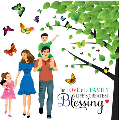 god & god's 61 cm Happy Family Self Adhesive Sticker(Pack of 1)