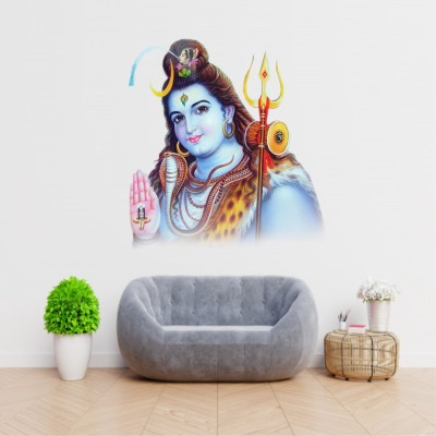 Divine studio 55 cm lord om namah shivaya with shiva Wall Sticker Picture 412 Self Adhesive Sticker(Pack of 1)