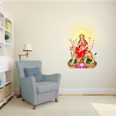 Divine studio 55 cm shri sher wali mata Wall Sticker Picture 448 Self Adhesive Sticker(Pack of 1)