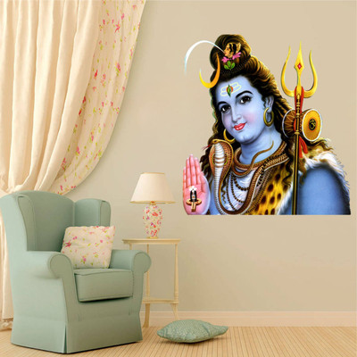 Divine studio 55 cm lord om namah shivaya with shiva Wall Sticker Picture 408 Self Adhesive Sticker(Pack of 1)