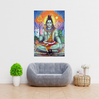 wildartcreation 50 cm lord shankar with shive Wall Sticker Picture 339 Self Adhesive Sticker(Pack of 1)