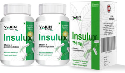 Vokin Biotech Herbal Insulux 60 Capsules For Endocrine Health & Diabetes Control (Pack of 2)(2 x 60 Capsules)