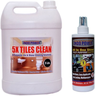 INDOPOWER TILES CLEANER 5ltr. +ALL IN-ONE SHINER 200ml. Rose(2 x 2600 ml)