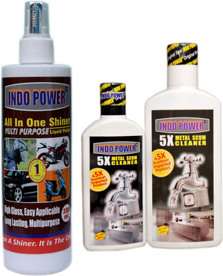INDOPOWER METAL SCUM CLEANER (200ml.+100ml.)+ALL IN-ONE MULTI-PURPOSE SHINER200ml. Regular(3 x 166.67 ml)