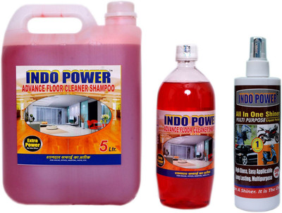 INDOPOWER FLOOR CLEANER SHAMPOO ROSE (1ltr.+ 5ltr.) COMBO PACK+ALL IN-ONE SHINER 200ml. Rose(3 x 2066.67 ml)