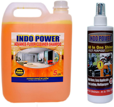 INDOPOWER FLOOR CLEANER SHAMPOO (LIME) 5ltr.+ALL IN-ONE SHINER 200ml. LIME(2 x 2600 ml)