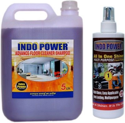 INDOPOWER FLOOR CLEANER SHAMPOO (MOGRA) 5ltr.+ALL IN-ONE SHINER 200ml.(5200 ml)