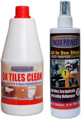 INDOPOWER TILES CLEANER 1ltr. +ALL IN-ONE MULTI-PURPOSE SHINER 200ml.(1200 ml)