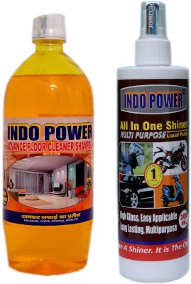 INDOPOWER FLOOR CLEANER SHAMPOO (LIME) 1ltr.+ALL IN-ONE SHINER 200ml.(1200 ml)