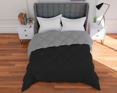 AVI Solid Single Comforter for  Heavy Winter(Microfiber, Black, Grey)