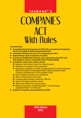 Taxmann's Companies Act with Rules – Most Authentic & Comprehensive Book covering Amended, Updated & Annotated text of Companies Act 2013 with 60+ Rules, Circulars & Notifications | Pocket Hardbound(Hardcover, Taxmann)