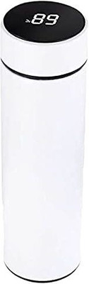 GREENPORT Hot & Cool Double Wall LED Indicator Display Temperature Water Bottle White11 500 ml Flask(Pack of 1, White, Aluminium)